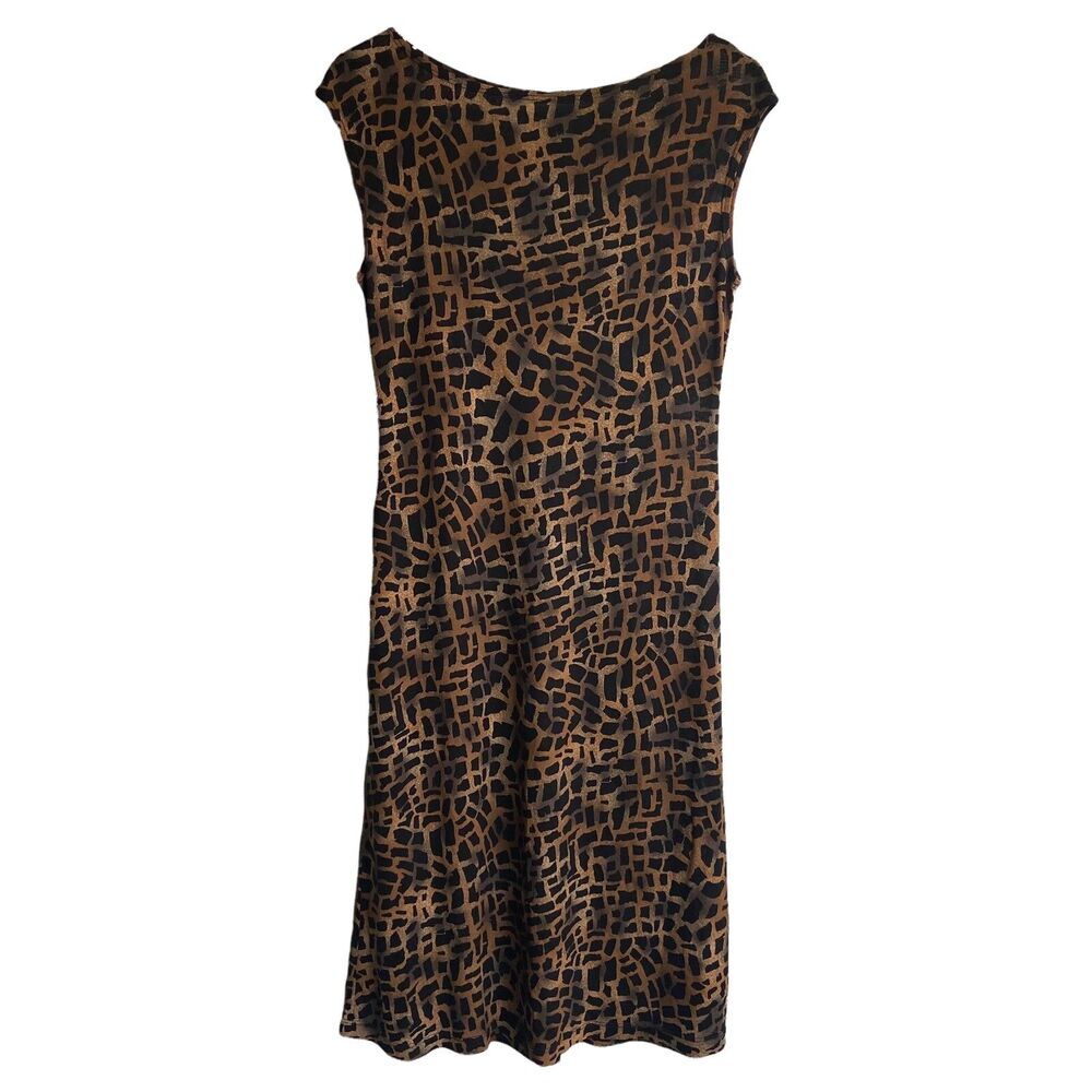 Mica Midi Dress Neutral Brown and Black Square Pattern | Size Small